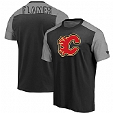 Calgary Flames Fanatics Branded Iconic Blocked T-Shirt Black Heathered Gray,baseball caps,new era cap wholesale,wholesale hats